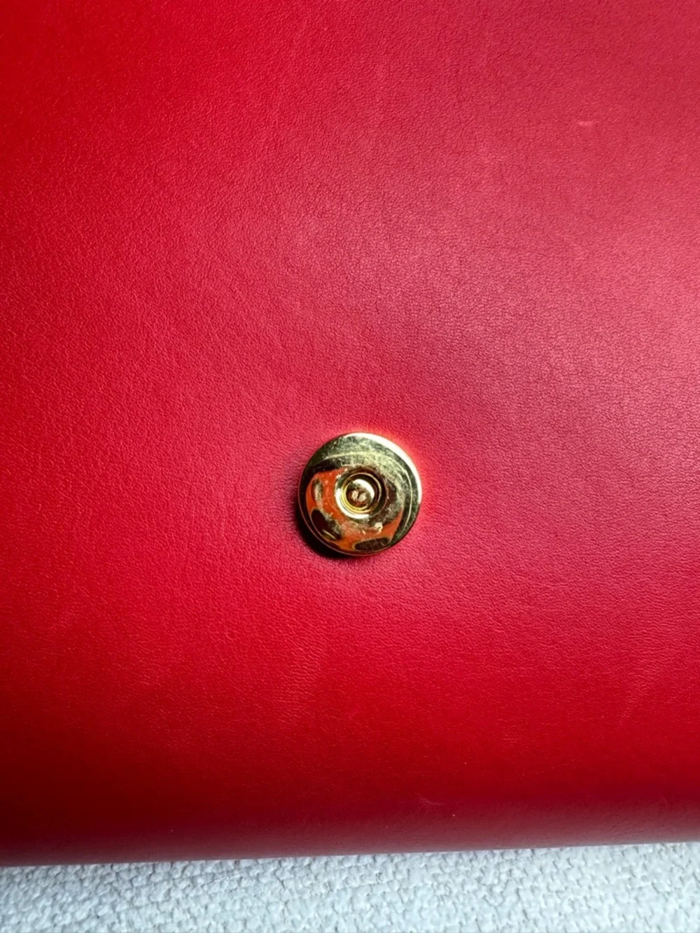 SOLD. Yves Saint Laurent Red Leather Clutch with Gold Y Emblem - Picture 15 of 15